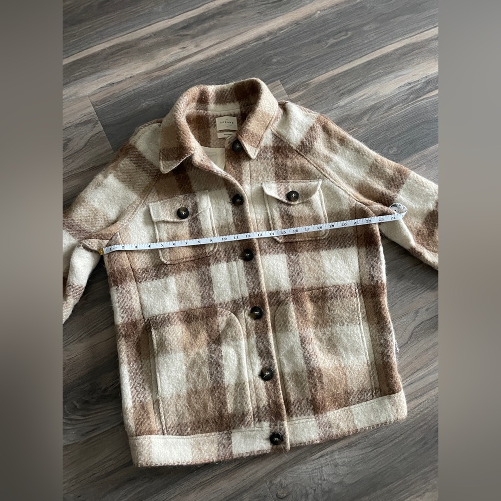 Sezane Alda Brown and Cream Plaid Jacket FR 36/US 4 - Picture 13 of 15